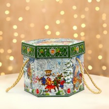 New Year. Gift box New Year's hexagon of a small 