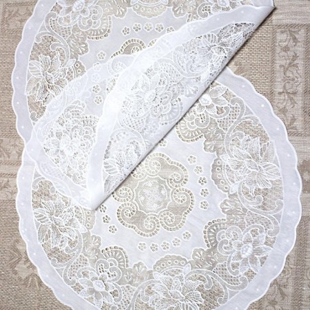 Openwork napkin, CANNA, Circle 40 cm, white color-3