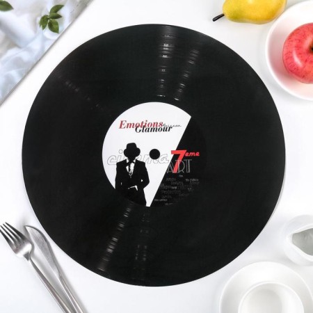 Serving napkin on the table “Vinyl plate”, d = 38 cm, black color-8