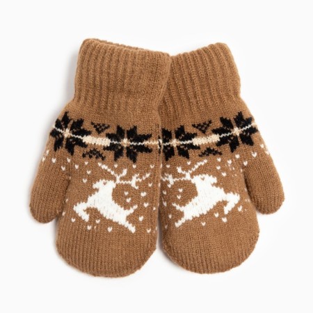 Mittens for children, brown color, size 14 (4-6 years)