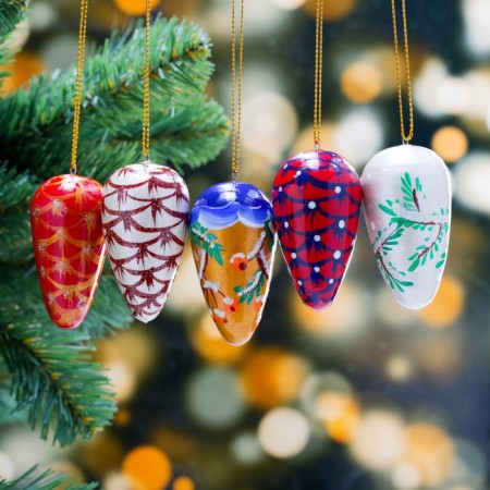 Set of Christmas tree pendants "cones", 5 pcs, 3.5 × 6.5 cm, mix, manual painting-1