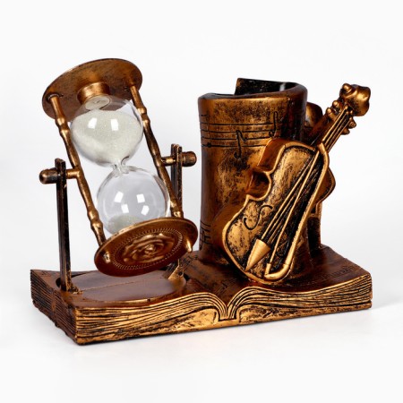 Sanding clock "Violin", souvenir, organizer for the office, 17 x 8 x 13 cm-1