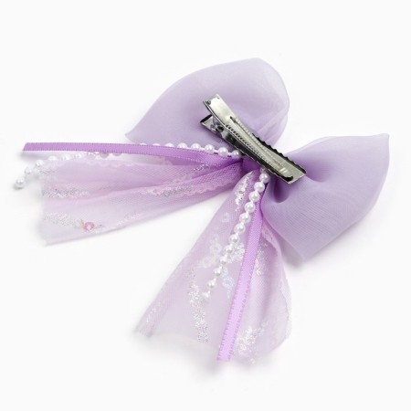 Hair clip, 2 pcs, bow 7.5 cm, Minnie Mouse-1
