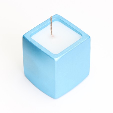 Candle "Square" in a candlestick of gypsum, 5x6cm, blue-2