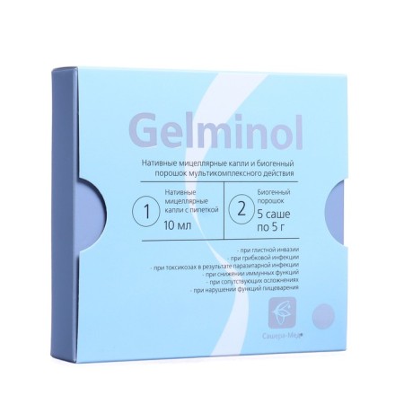 Antiparasitic complex Gelminol, drops 10 ml + Sasha 5 x 5 g