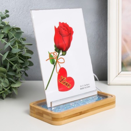 Photo frame 13x18 cm with backlight "Glass Blue Stones" USB 16x9x20 cm-1