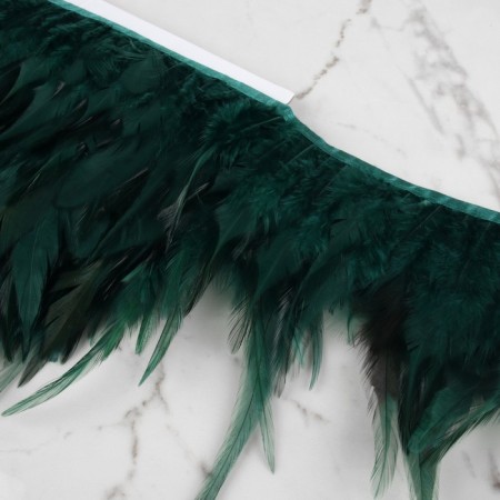 Braid with feathers of a rooster, 10-15 cm, 5 ± 0.5 m, emerald color-1