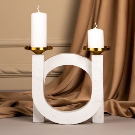 Brass Brass, marble "Camellia" 19 x 18 x 8 cm-12