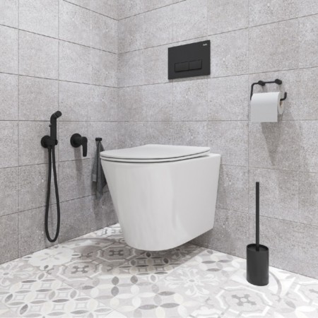 Hidden installation mixer with hygienic shower IDDIS RAY, black matte-2