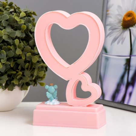 Ночник "Сердца" 5хLED 4000К 2хАА розовый 20х12х5,5см RISALUX-3