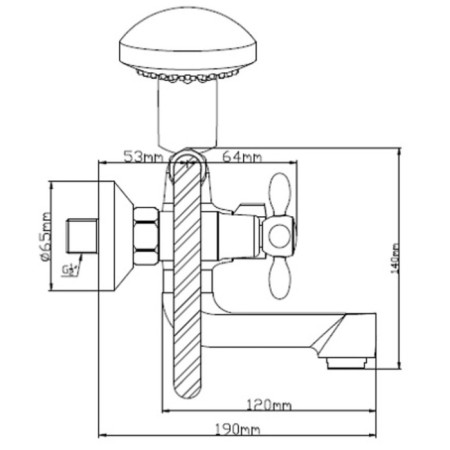 BUNE BAOU BA5318-2-B702 bath, pour 105 mm, shower set, brass, chrome-3