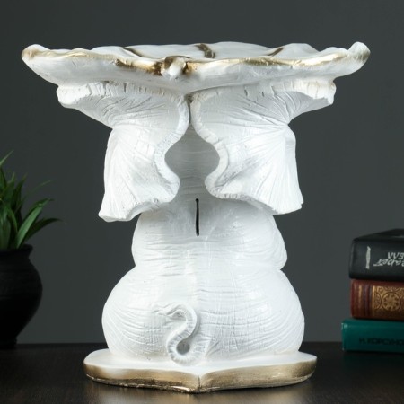 Pigger "Elephant sitting with a leaf" White gold, 28x29x29cm-2