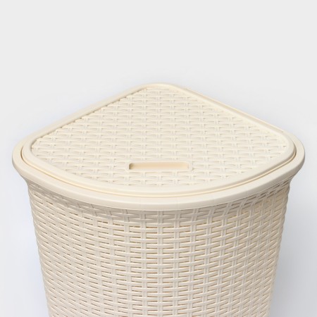 Corner underwear basket with a rattan lid, 60 l, 40 × 40 × 58 cm, ivory color-4
