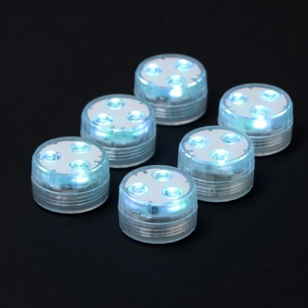 Waterproof lamp minimal mini, 3 x 1.9 cm, 6 pcs, from CR2032 (in the set), remote control, rgb, IP68-8
