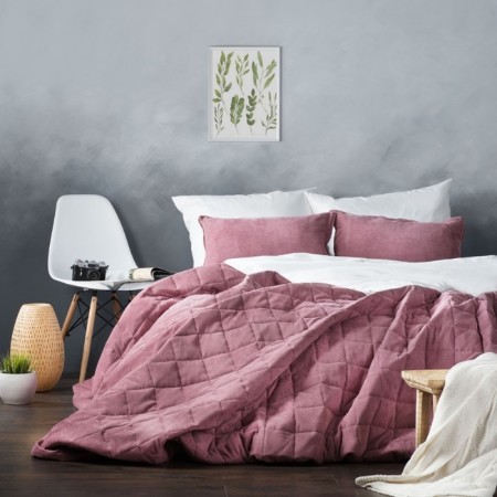 Software "Soft": a bedspread 160 x 220 cm, pillowcase 40 x 40 cm - 2 pcs, pink color-1