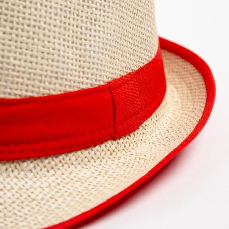 Women's hat minku "summer" beige/red color, rr 56-58-3