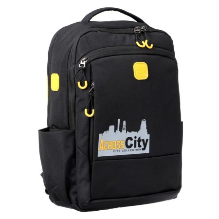 Youth backpack 45 x 31 x 12 cm, ergonomic back, Across M-4, black/yellow M-4-1-1