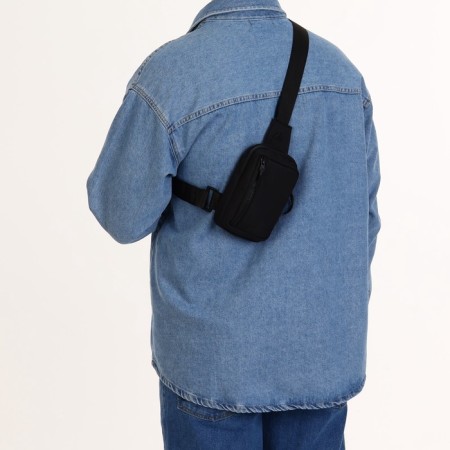 Slong bag from textiles, black color-5