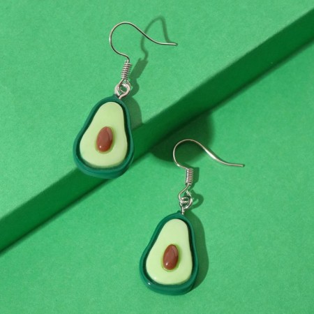 Avocado plastic earrings in the section, the color of the green-brown-1