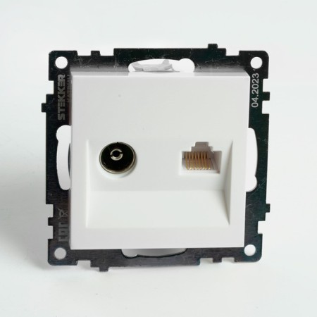ROSET TV + computer RJ-45 (mechanism), Stekker series Catherine, White, GLS00-7106-01