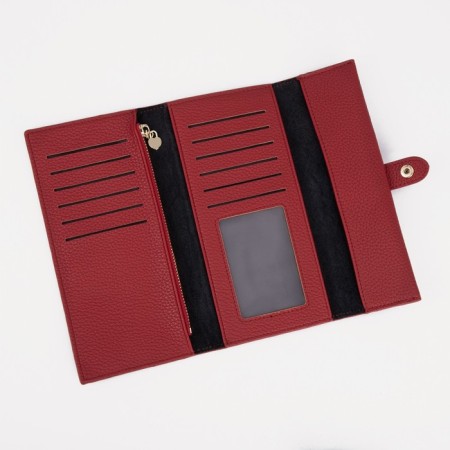 Women's wallet on the button, red color-2