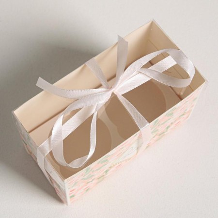 Capcake box, confectionery packaging, 2 cells “only for you”, 16 x 8 x 10 cm-2