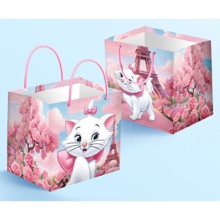 Gift package with a wide bottom, 30x30x30 cm, cats aristocrats