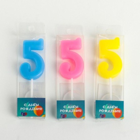 Candle in a cake on a skewer, number 5, mix, 4.5x2.5 cm-3