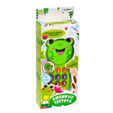 Musical phone "Favorite animals", sound, light, green color-4