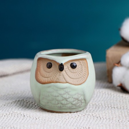 Pot "Owl Ukhta" 6.5x6.5x6cm, turquoise-1