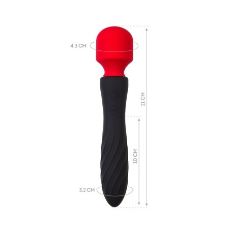 Bilateral vibro -massager Black & Red by Toyfa, silicone, black color, 21 cm-1