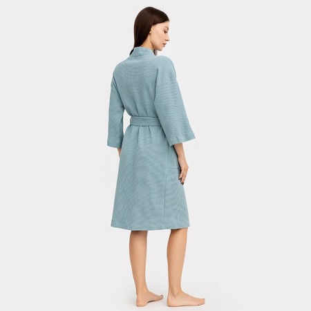 Women's bathrobe, blue color, size 46 (m)-2