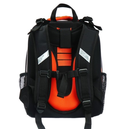 School backpack 38 x 30 x 16 cm, ergonomic back, Stavia "Super Car", black/orange-4