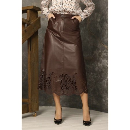 Women's skirt, size 42, brown color-1