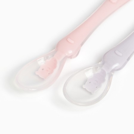 A set of spoons for feeding silicone "cute beasts", from 5 months, 2 pcs., Pink color + purple-2