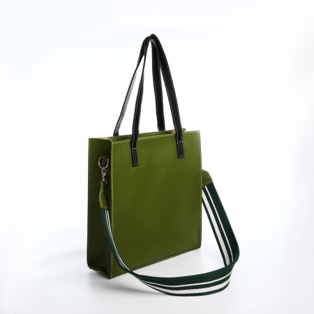 Bag Female Tout with zipper, green color-1