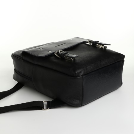 City backpack made of genuine leather with lightning, igermann, black color-2
