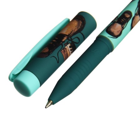 Ballpoint handle Freshwrite Freshwrite "Boots. Green boots", node 0.7 mm, blue pigment ink, Soft Touch case.-3