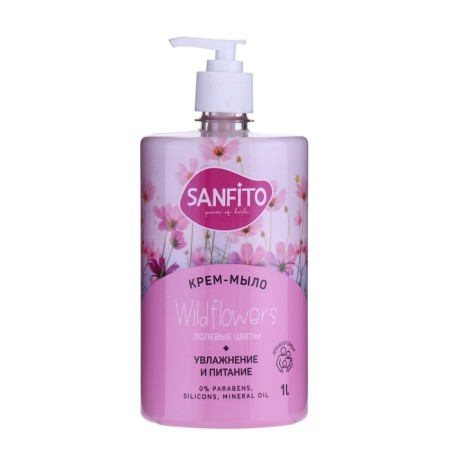 Sensitive cream soap, Sanfito field flowers, 1000 ml