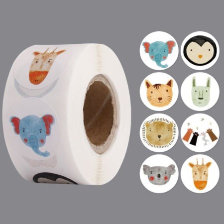 Stick Paper "Drawn Beasts" d = 2.5 cm 500 pcs in a roll 3x6.5x6.5 cm