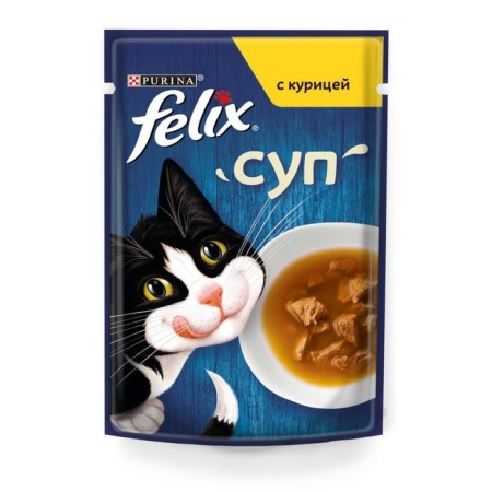 Wet feed Felix chicken soup, for cats, 48 ​​g
