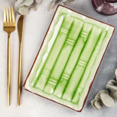 Ceramic rectangular "Tallula", 20 × 13.5 × 2.5 cm, green color