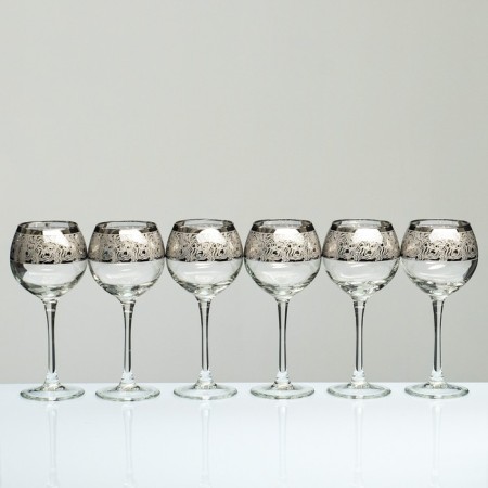 Mini-bar set of 6 glasses 280ml "Jungle" silver-5