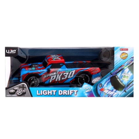The drift machine, radio -controlled, interchangeable wheels, lighting effects, works from the battery-15