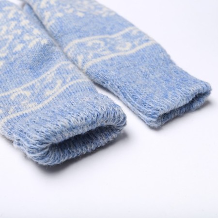 Women's woolen mittens, size 20-22, blue color-2
