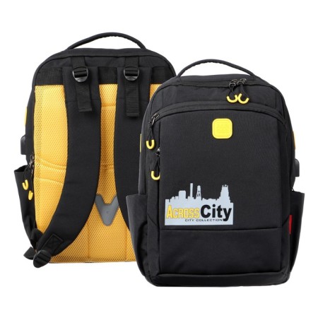 Youth backpack 45 x 31 x 12 cm, ergonomic back, Across M-4, black/yellow M-4-1