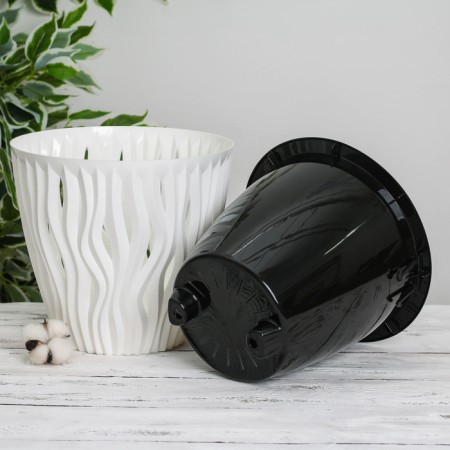 Kashpo for flowers with an insert "inspiration", 5.7 l, white/black color-1