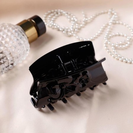 Hair crab "gloss" flower couple, 9 cm, black-1