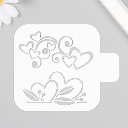 Plastic stencil "hearts" 9x9 cm
