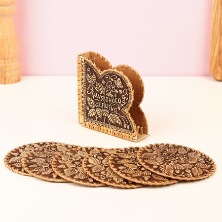 Set of stands for hot "tea party", birch bark-3